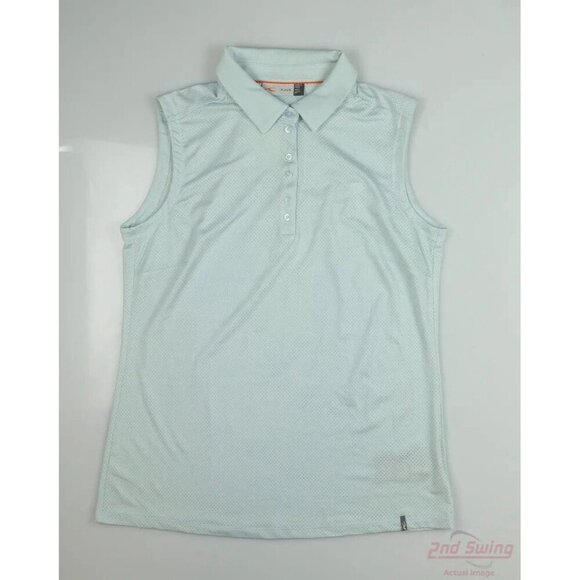 KJUS Eve Sleeveless Polo Shirt Womens 36 /S Teal Mesh Sport Fit Golf Performance - Picture 4 of 4